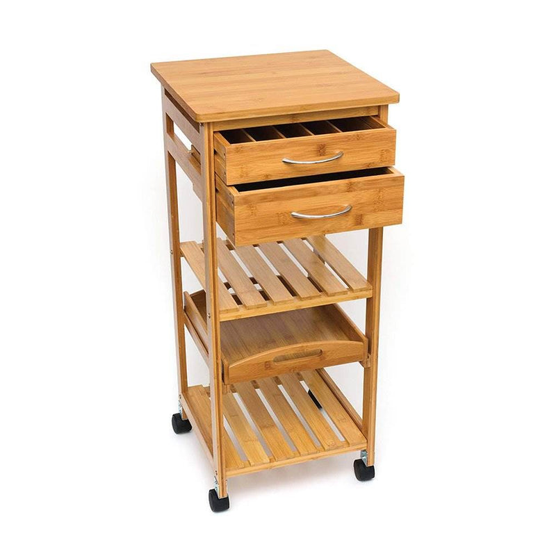 Lipper Bamboo Space Saver Serving Cart w/ Removable Tray (4 Pack)