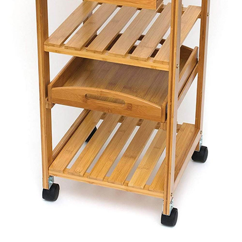 Lipper Bamboo Space Saver Serving Cart w/ Removable Tray (4 Pack)