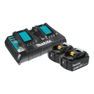 Makita 18 Volt 5.0Ah Lithium-Ion Battery Pair with Dual Port Charger (2 Pack)