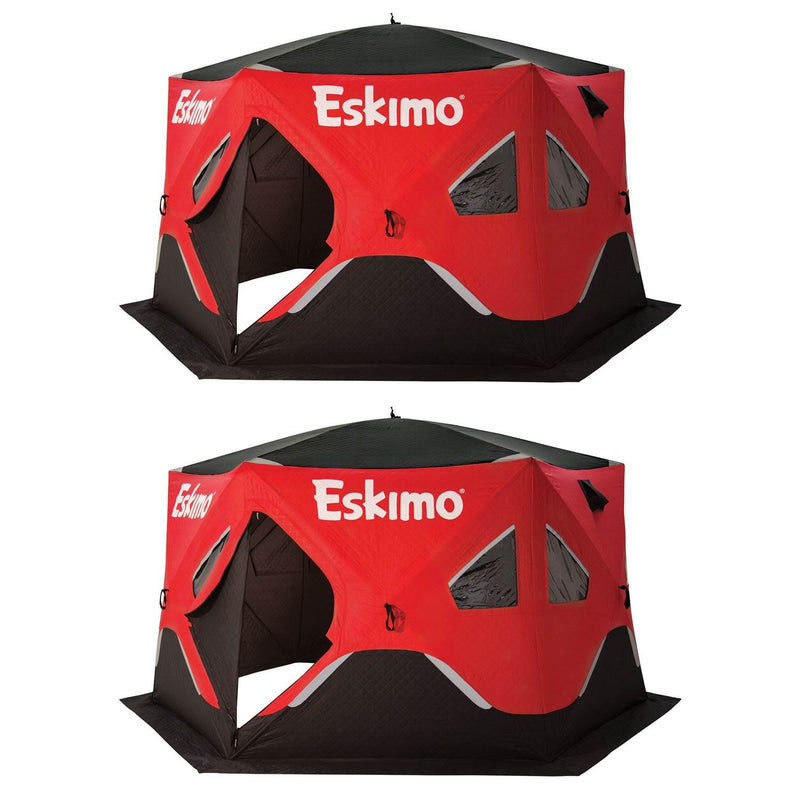 Eskimo Insulated 5-7 Person Pop Up Ice Fishing Shanty Shelter Hut (2 Pack)
