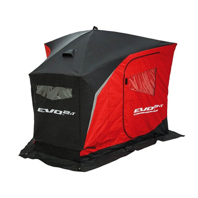 Eskimo Evo 2 Person Portable Insulated Ice Fishing Tent Shelter & Sled (2 Pack)