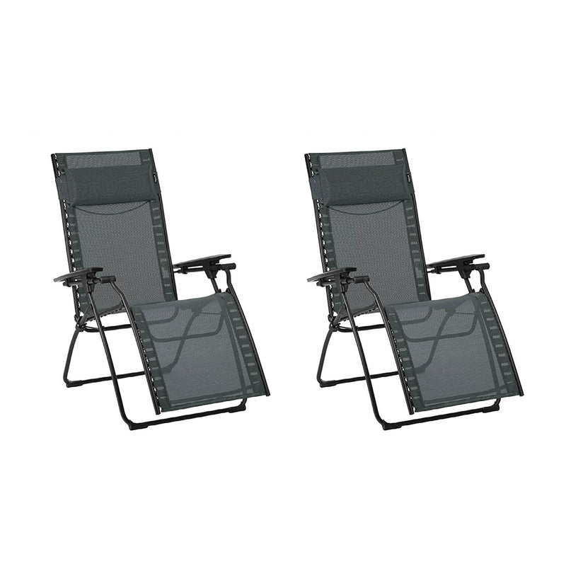Lafuma Evolution Zero Gravity Indoor Outdoor Recliner Chair, Obsidian (2 Pack)