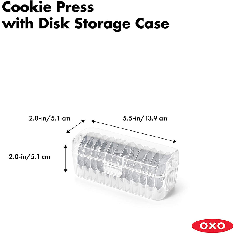 OXO Good Grips Cookie Press with 12 Stainless Steel Disks & Storage Case, White