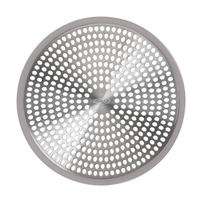 OXO Good Grips Stainless Steel and Silicone Shower Stall Drain Protector, Silver