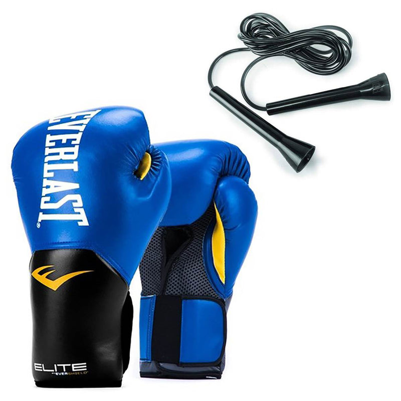 Everlast Elite Pro Style 14 Oz Leather Training Boxing Gloves & 11 Ft Jump Rope