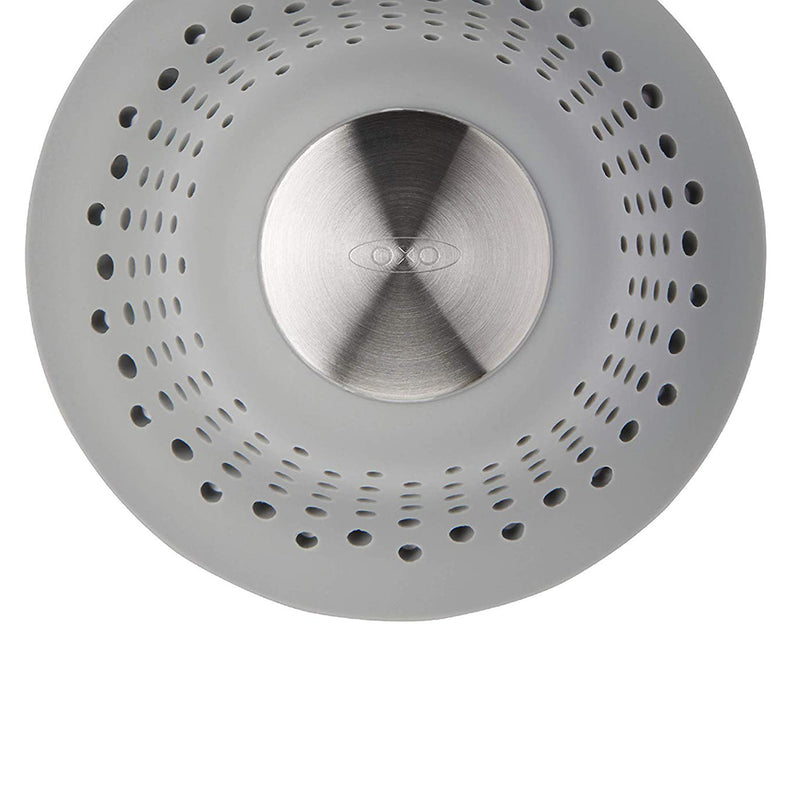 OXO Good Grips Silicone Shower Drain Protector for Pop-Up & Regular Drains, Grey