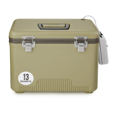 13 Quart Insulated Live Bait Fishing Outdoor Cooler w/ Water Pump, Tan (2 Pack)