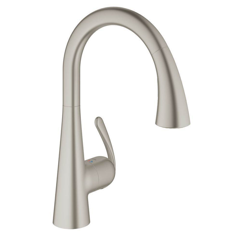 Grohe Ladylux Single-Handle Pull-Out Kitchen Faucet with Steel Finish (OPEN BOX)