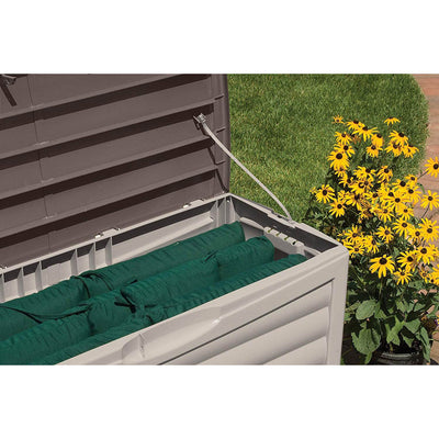 Suncast 63 Gallon Outdoor Patio Deck Storage Organization Chest Box, Taupe