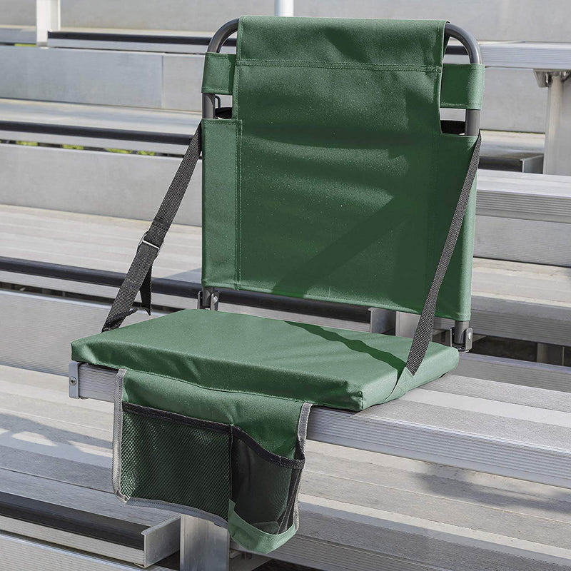 Eastpoint Sports Adjustable Backrest Stadium Seat w/ Cup Holder, Green (2 Pack)