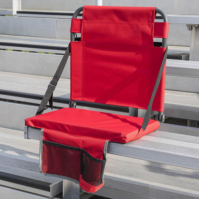 Eastpoint Sports Adjustable Backrest Stadium Seat w/ Cup Holder, Red (2 Pack)