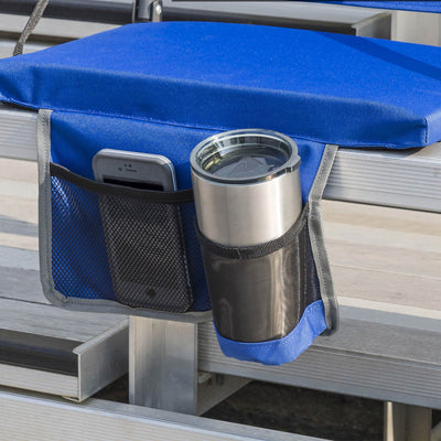 EastPoint Sports Adjustable Back Stadium Seat w/ Cup Holder, Royal Blue (2 Pack)