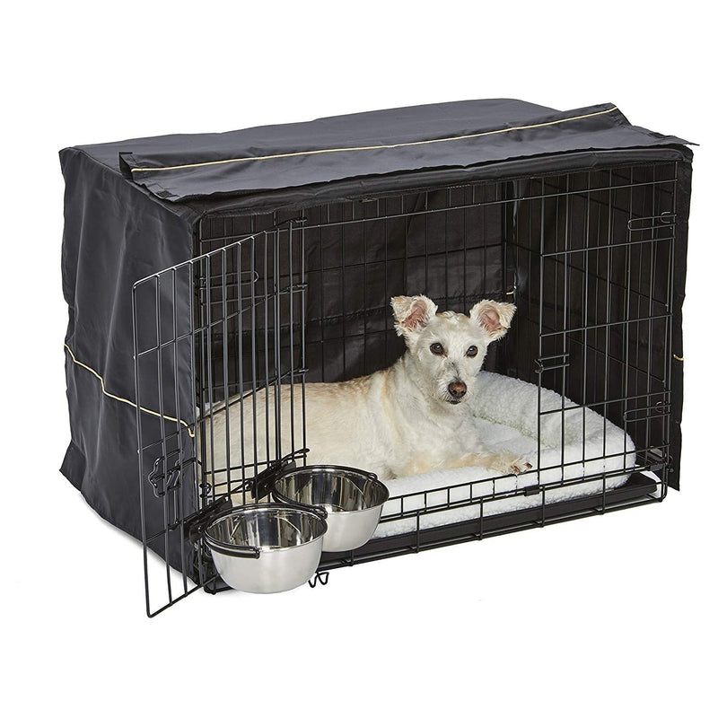 MidWest Homes For Pets iCrate Medium Dog Bed Crate Kennel Kit with Cover, Black