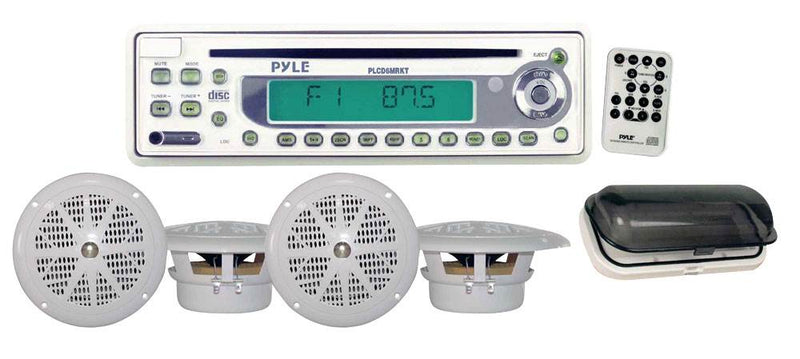 PYLE PLCD6MRKT Marine/Boat Stereo Radio CD Player Receiver+4 Speakers Package