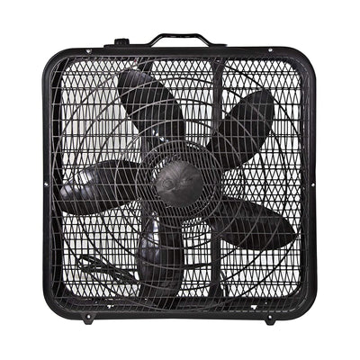 Comfort Zone 3 Speed High Performance 20" Box Fan Home Air Conditioner, Black
