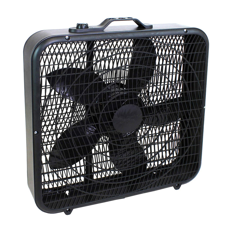 Comfort Zone 3 Speed High Performance 20" Box Fan Home Air Conditioner, Black
