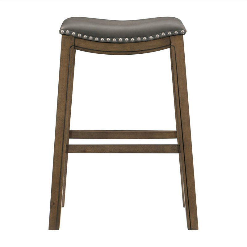 Homelegance 29" Counter Height Wooden Saddle Seat Barstool, Gray Brown (2 Pack)