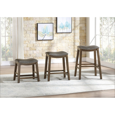Homelegance 29" Counter Height Wooden Saddle Seat Barstool, Gray Brown (2 Pack)