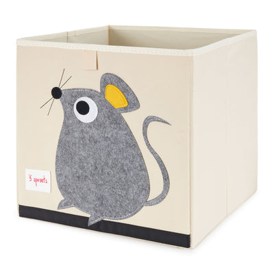 3 Sprouts Children's Foldable Fabric Storage Cube Box Soft Toy Bin, Gray Mouse - VMInnovations