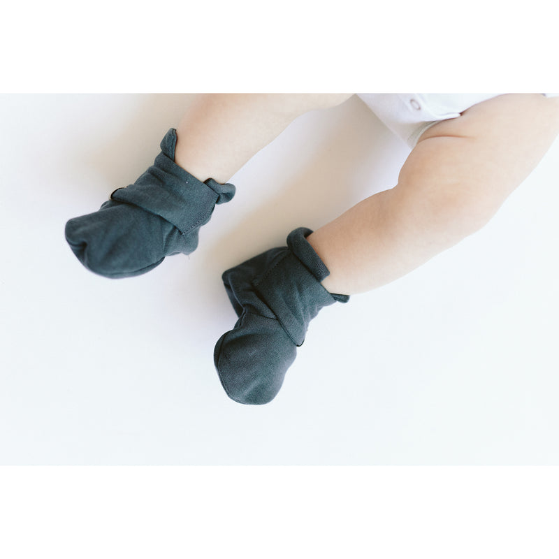 Goumikids Organic Stay On Baby Infant Booties, 0-3M Stripe/Midnight (2 Pairs)
