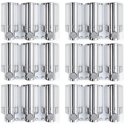 Better Living Products 3 Chamber Adhesive Shower Dispenser, Chrome (6 Pack)