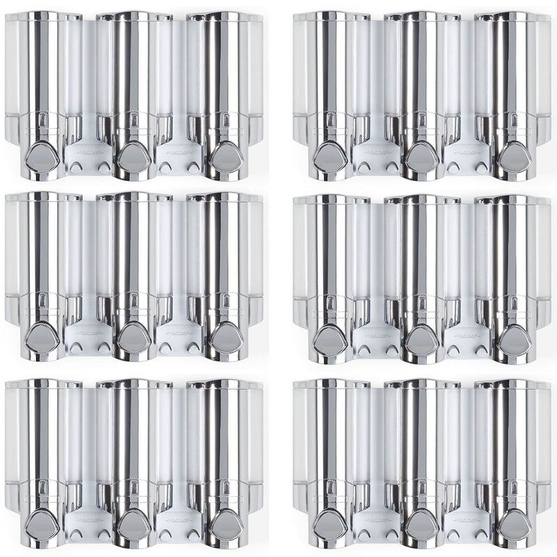 Better Living Products 3 Chamber Adhesive Shower Dispenser, Chrome (6 Pack)