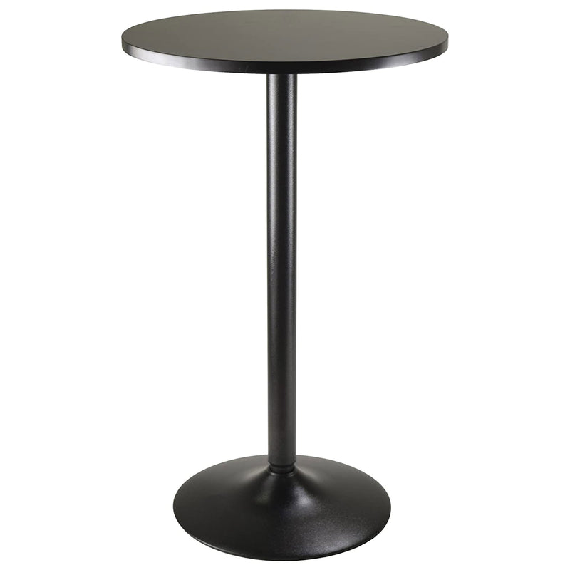 Winsome Obsidian Round Tall Pub Table with MDF Wood Top, Legs, and Base, Black