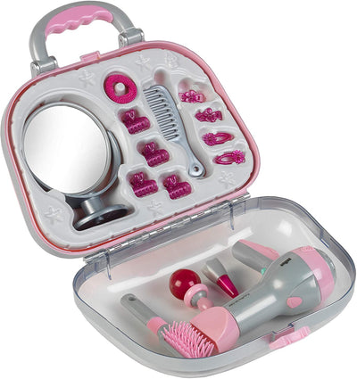 Theo Klein 15 Piece Braun Kids Hairstyling Beauty Case Kit Plastic Toy Set