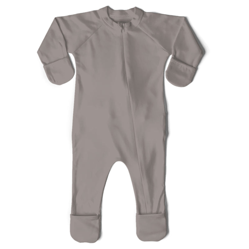 Goumikids 0-3M Baby Footie Pajamas Bundle with Infant Mittens and Bootie, Pewter