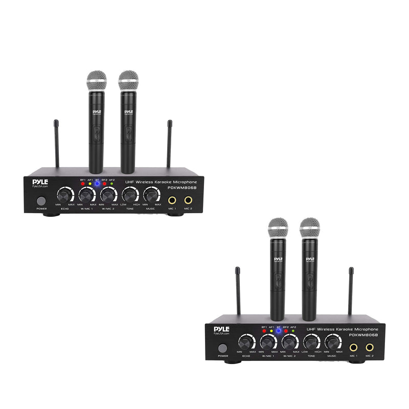 Pyle PDKWM806B Bluetooth Dual Wireless Microphone System with 4 Mics (2 Pack)