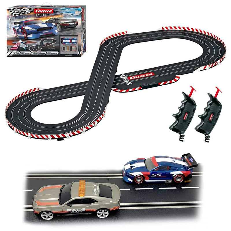 Carrera Evolution Racing Break Away Slot Car 17 Ft Long Racetrack Game Play Set