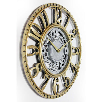 Infinity Instruments 20031GS Gear Decorative 15.5 Inch Wall Clock, Gold & Silver