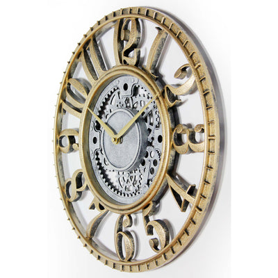 Infinity Instruments 20031GS Gear Decorative 15.5 Inch Wall Clock, Gold & Silver