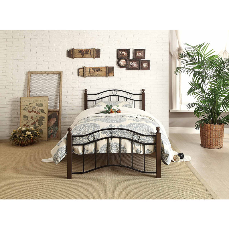 Homelegance Averny Twin Size Home Metal Platform Bed Frame with Headboard, Black