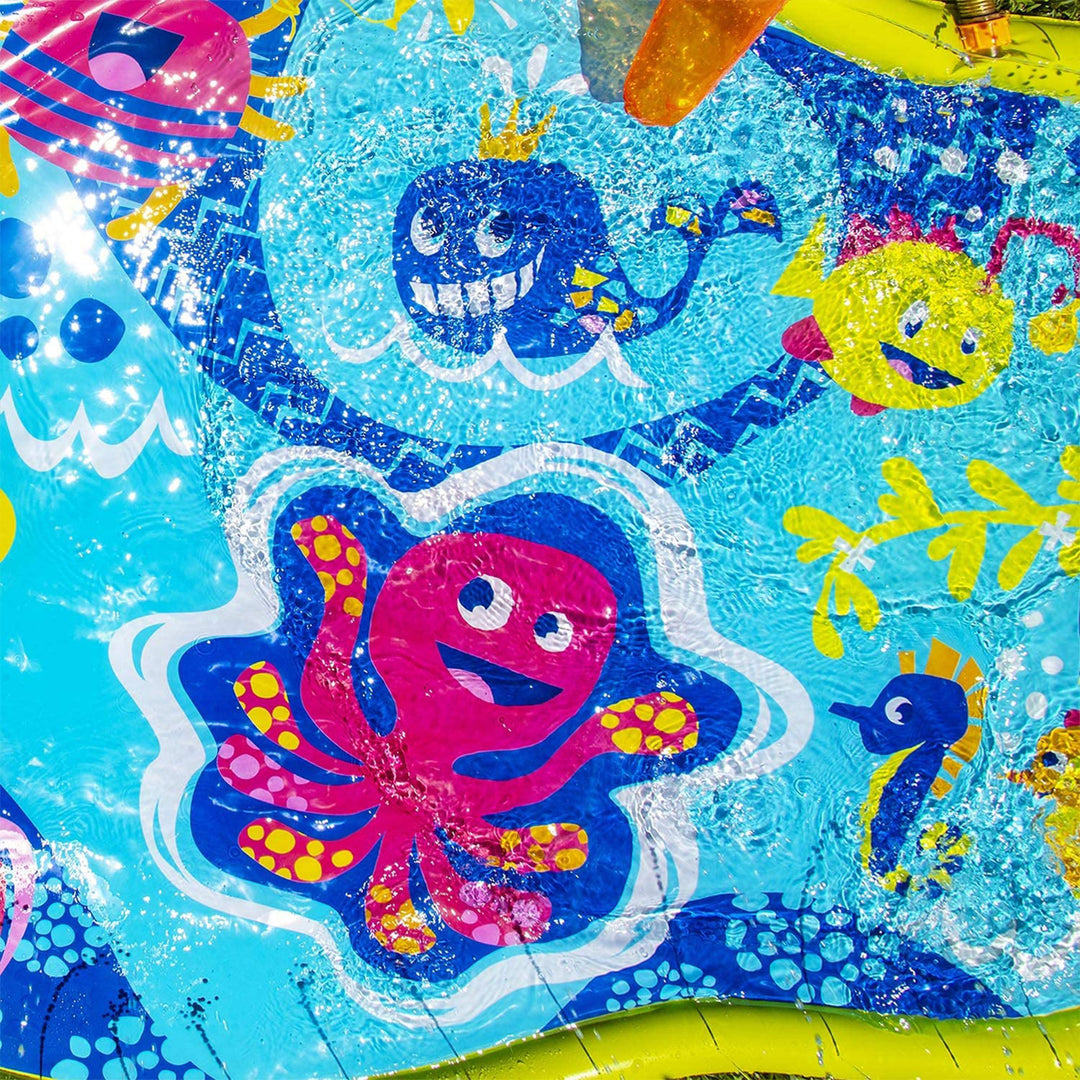Banzai Splish 'N Splash Kids Inflatable Outdoor Water Park Play Mat with Slide - VMInnovations