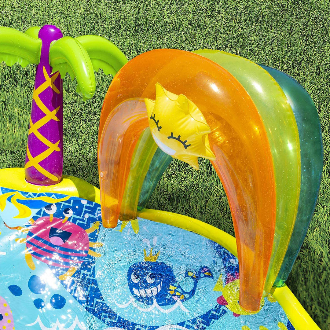 Banzai Splish 'N Splash Kids Inflatable Outdoor Water Park Play Mat with Slide - VMInnovations