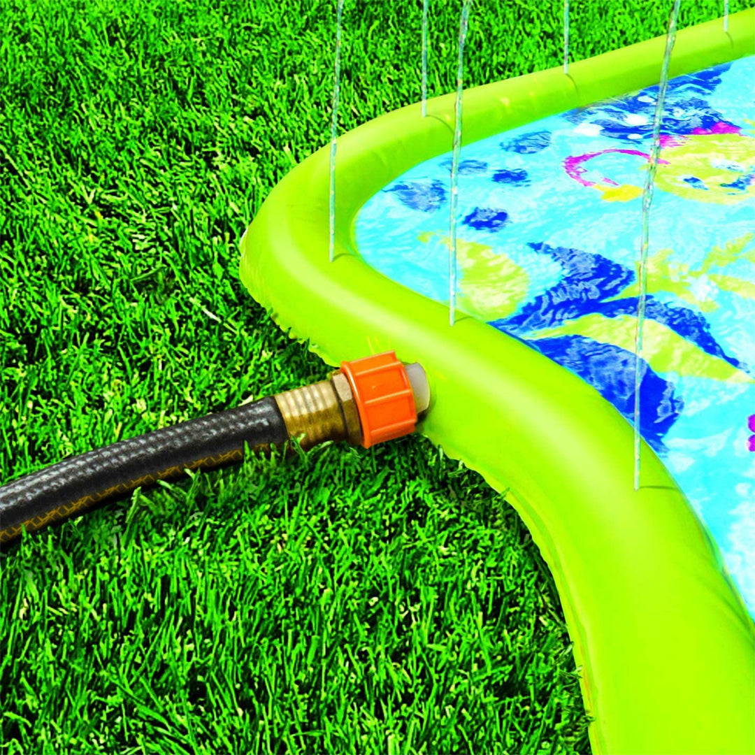 Banzai Splish 'N Splash Kids Inflatable Outdoor Water Park Play Mat with Slide - VMInnovations