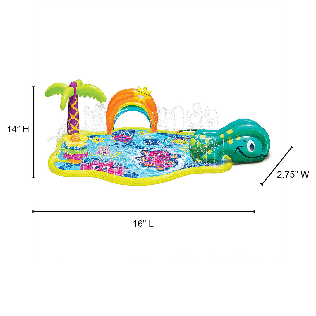Banzai Splish 'N Splash Kids Inflatable Outdoor Water Park Play Mat with Slide - VMInnovations