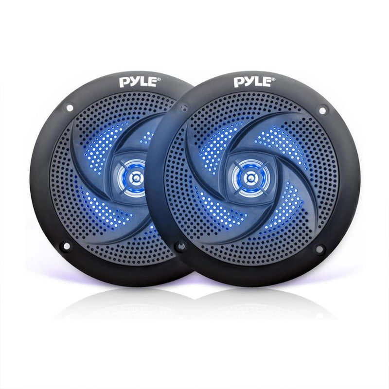 Pyle PLMRS43BL 4 Inch Waterproof Low Profile Marine Speakers, Black (2 Pack)