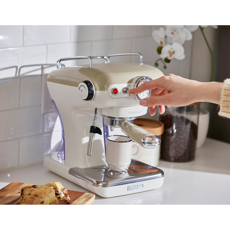 Ariete Vintage 850W 0.9 Liter Kitchen Countertop Espresso Coffee Machine, Beige