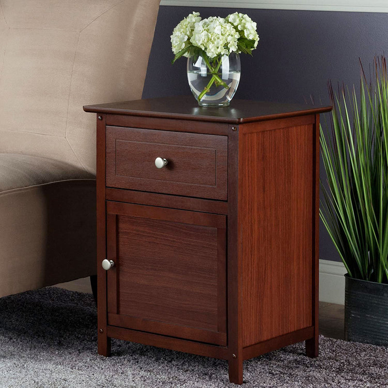 Winsome Eugene Solid Composite Wood Timber Nightstand and Accent Table, Walnut