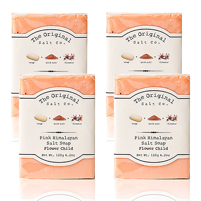 The Original Salt Company 4.2 Oz Pink Himalayan Salt Soap, Flower Child (4 Pack)