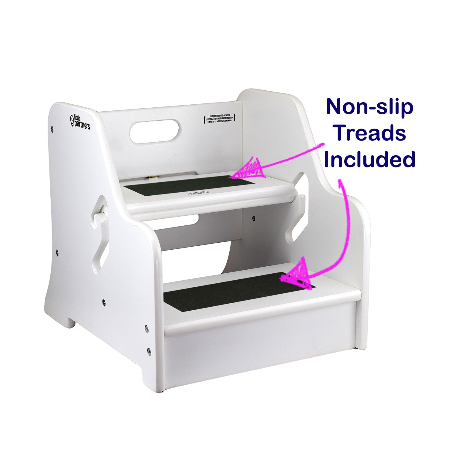 Little Partners Growing Adjustable Height Wooden Step Stool, White (Open Box) - VMInnovations