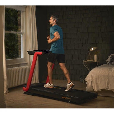 Reebok Adjustable Floatride Home Running Treadmill w/ Eco Kinetic Motor, Red