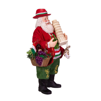 Kurt Adler 11 Inch Fabrich Musical Italian Santa Christmas Figurine, Multicolor
