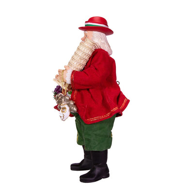 Kurt Adler 11 Inch Fabrich Musical Italian Santa Christmas Figurine, Multicolor