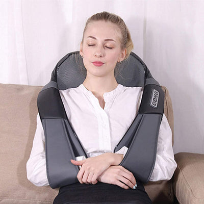 TRAKK Deep Tissue Electric Heated Neck Back Body Kneading Massage Travel Pillow