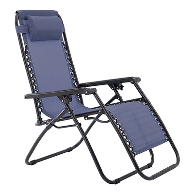 Sunjoy Modern Zero Gravity Steel Frame Foldable Outdoor Lounge Patio Chair, Blue