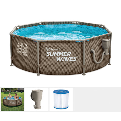 Summer Waves Triple Basketweave 8' x 30" Round Above Ground Pool Set (Open Box)