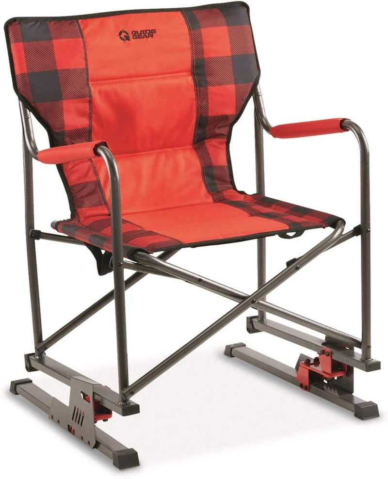 Guide Gear Oversized Bounce Folding Directors Camp Chair, Red and Black Plaid